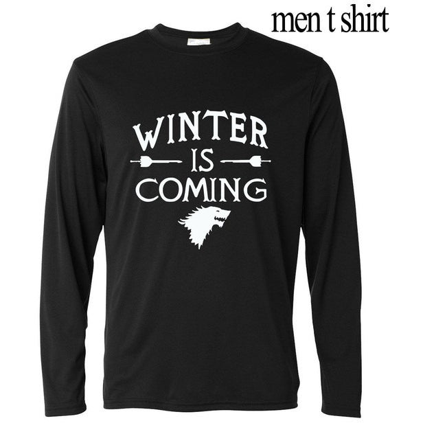 Streetwear Men 2017 new long sleeve o-neck T Shirt Game of Thrones Winter Is Coming funny print harajuku kpop brand clothing mma - GamesThroneStore