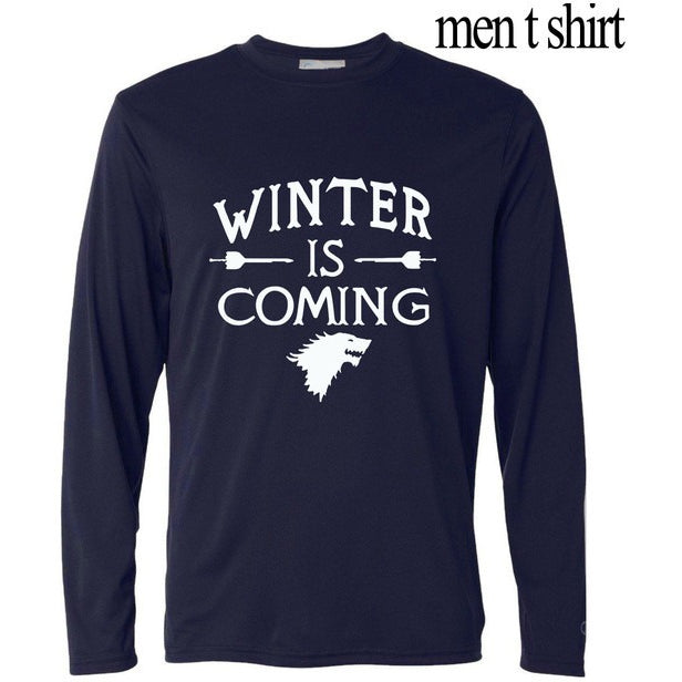 Streetwear Men 2017 new long sleeve o-neck T Shirt Game of Thrones Winter Is Coming funny print harajuku kpop brand clothing mma - GamesThroneStore