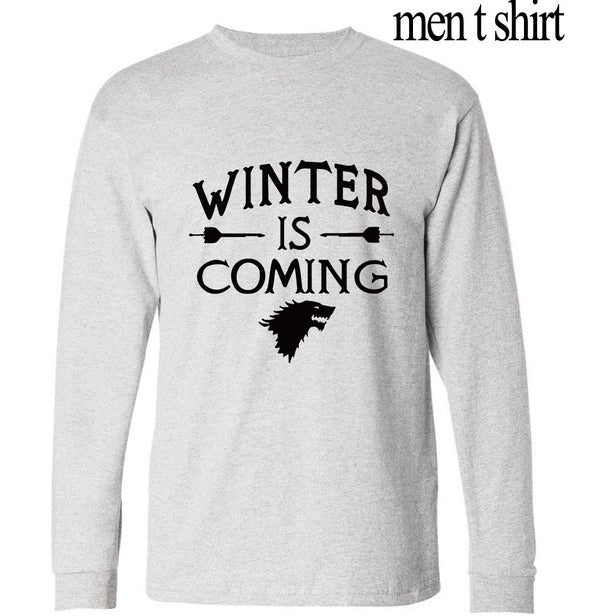 Streetwear Men 2017 new long sleeve o-neck T Shirt Game of Thrones Winter Is Coming funny print harajuku kpop brand clothing mma - GamesThroneStore