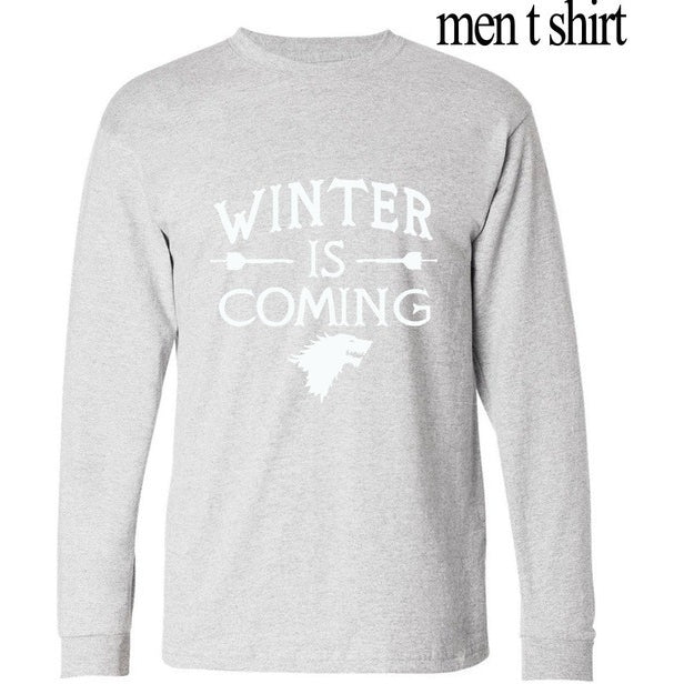 Streetwear Men 2017 new long sleeve o-neck T Shirt Game of Thrones Winter Is Coming funny print harajuku kpop brand clothing mma - GamesThroneStore
