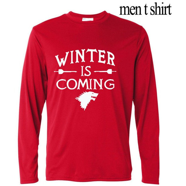 Streetwear Men 2017 new long sleeve o-neck T Shirt Game of Thrones Winter Is Coming funny print harajuku kpop brand clothing mma - GamesThroneStore