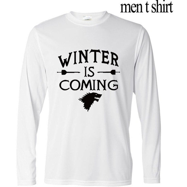 Streetwear Men 2017 new long sleeve o-neck T Shirt Game of Thrones Winter Is Coming funny print harajuku kpop brand clothing mma - GamesThroneStore
